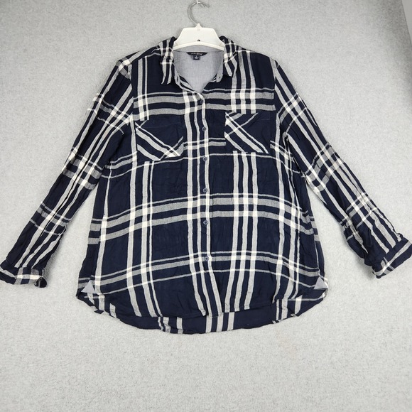 Lucky Brand Tops - Lucky Brand Shirt Womens Large Black White Plaid Casual Streetwear Button Up